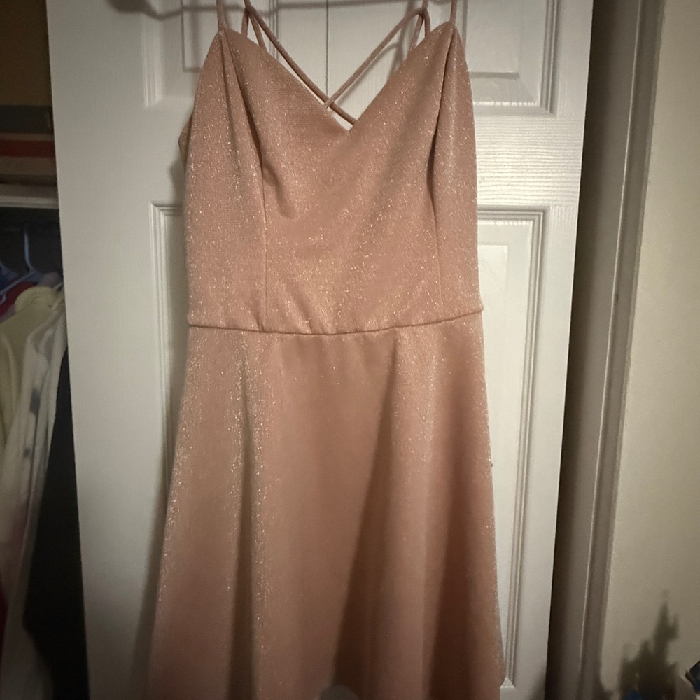 BCX Pink Pleated Mini Dress Spaghetti Strap